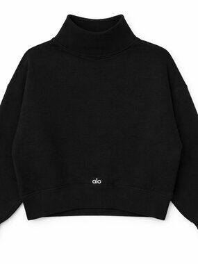 ALO Yoga Mock Neck pullover sweater - Black - Size Medium - Retail $180